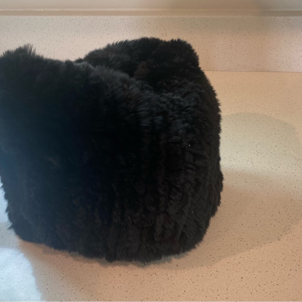 Black rabbit fur neck warmer